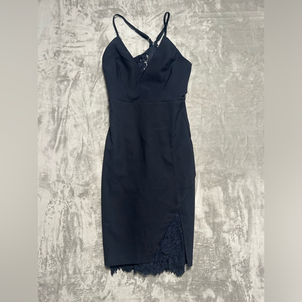 Main Strip Midi Dress Women’s Small Navy Blue Lace Adjustable Straps